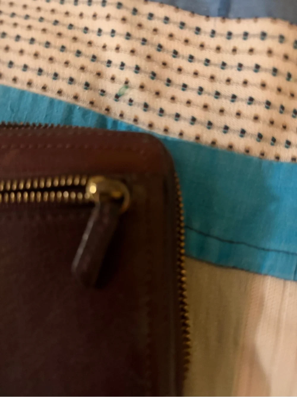 Fossil Brown Leather Zip-Around Wallet with Gold Logo